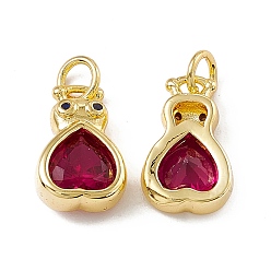 Темно-Розовый Латунный кубический цирконий, с целью перехода в кольце, реальный 18 k позолоченный, долговечный, без кадмия, без никеля и без свинца, шарма сердца, темно-розовыми, 14x9x5 мм, Перейти кольцо: 5x0.8 мм, внутренний диаметр: 3.4 мм