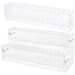 Clear 1Pc 48 Holes Rectangle Acrylic Pen Holder, Desk Stand Organizer Holding Rack, for Pens, Paint Brushes, Colored Pencils, with 1Set Acrylic Pen Holder, Clear, 290x50x50mm