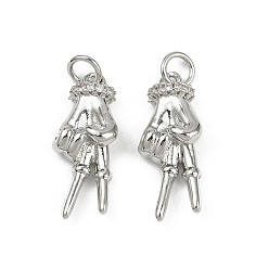 Платина Латунные микро проложить кубического циркония подвески, без кадмия и без свинца, жест, с целью перехода в кольце, платина, 20.5x8.5x4.5 мм, отверстие : 3 мм