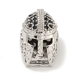 Платина Латунь микропаве черный кубический цирконий, без кадмия, без никеля и без свинца, шлем, платина, 15x10x11 мм, отверстие : 1 мм