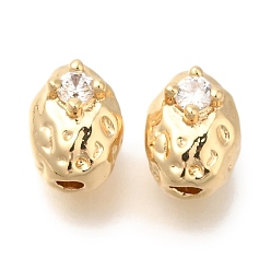Золотой Латунные микро проложить кубического циркония бусы, овальные, золотые, 8.5x6x7 мм, отверстие : 1.6 мм