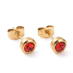 Гиацинт Серьги-гвоздики со стразами, позолоченные 304 украшения из нержавеющей стали для женщин, ионное покрытие (ip), гиацинт, 15x6 мм, штифты : 0.8 мм