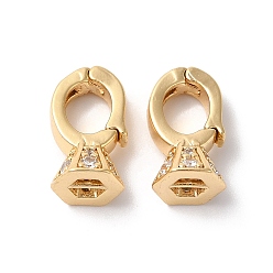 Настоящее золото 18K Латунные микропаве прозрачные кубические циркониевые усилители укороченные кулоны, навесные поручительства, без кадмия, без никеля и без свинца, ромб, реальный 18 k позолоченный, 14x7x8 мм, отверстие : 3x1 мм