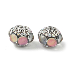 Серый Акриловые бусины-рондели со стразами, со сплавом и стеклом, для ручек с бусинами, брелки и украшения, старинное серебро и серебро, серые, 21.5x20x15 мм, отверстие : 2 мм