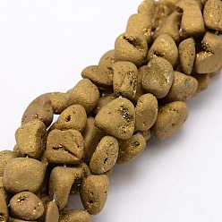 Темно-Золотистый Гальванические природный кварц бисер пряди, самородки, темные золотарник, 10~13x10~12x6~10 мм, отверстие : 1 мм, около 35~36 шт / нитка, 14.96 дюйм