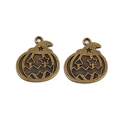 Античная Бронза Хэллоуин подвеска в тибетском стиле с эмалью, без кадмия и без свинца, тыква, античная бронза, 23x20x1 мм, отверстие : 2 мм