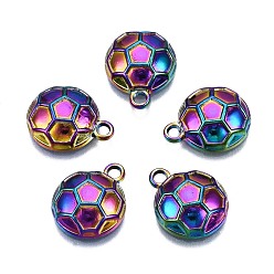 Rainbow Color Талисман из сплава, без кадмия, без никеля и без свинца, футбол, Радуга цветов, 14.5x12x4 мм, отверстие : 1.8 мм