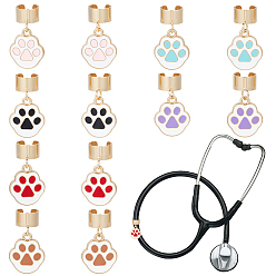 (52) Непрозрачная лаванда 12 шт 6 цвета сплав эмаль стетоскоп подвеска украшения, отпечаток лапы, с 304 фурнитурой из нержавеющей стали, разноцветные, 25 мм, 2 шт / цвет