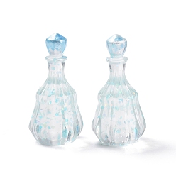Light Sky Blue Dummy Bottle Transparent Resin Cabochon, with Sequins, Light Sky Blue, 32x16mm