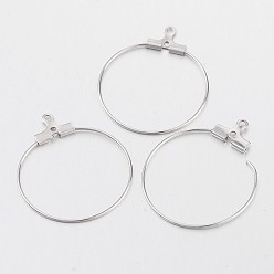 Platinum Brass Pendants, Hoop Earring Findings, Platinum, 21 Gauge, 30x28~29x0.7mm, Hole: 1mm