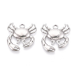 Нержавеющая Сталь Цвет 304 подвески из нержавеющей стали, крабовое очарование, анти-тускнение, цвет нержавеющей стали, 27x25.3x3.2~3.9 мм, отверстие : 2.5 мм