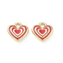 Oro Colgantes de la aleación del esmalte, encantos del corazón, larga duración plateado, dorado, 10.5x11x2.5 mm, agujero: 2x2.5 mm