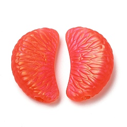 Оранжево-Красный Краска для выпечки, прорезиненные акриловые бусины, разделить ломтик апельсина, оранжево-красный, 17x28x9.5 мм, отверстие : 3.5 мм