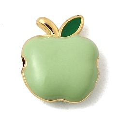 Темный Морско-зеленый Латунь эмаль бисера, без свинца и без кадмия, долговечный, яблоко, реальный 18 k позолоченный, темно-зеленый, 13.5x12x5.5 мм, отверстие : 1.4 мм