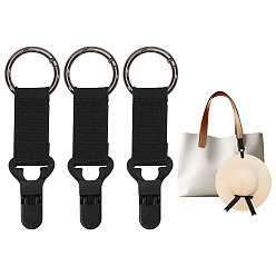 Черный Зажимы для шляп из полиэфирного пластика с плетеными лентами, с зажимами из сплава, для рюкзака для путешествий, чёрные, 130x40.5x9 мм