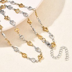 Золотой & Цвет Нержавеющей Стали Двухцветная цепочка из нержавеющей стали с треугольными звеньями для женщин, ионное покрытие (ip), золотые и нержавеющая сталь цвет, 304 дюйм (15.35 см)