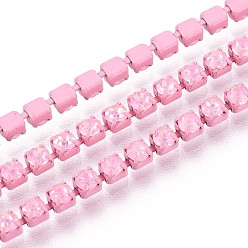 Бледно-Розовый Железо горный хрусталь чашка цепи, с катушкой, розовый жемчуг, 2x2x2 мм, около 29.99 футов (9.14 м) / рулон