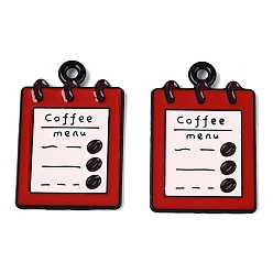 Красный Подвески из эмалевого сплава с краской для выпечки, очарование кофейного меню, красные, 27.5x18x1.5 мм, отверстие : 1.8 мм
