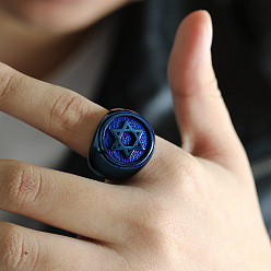 Синий Узор «Звезда Давида» 304 перстни из нержавеющей стали для мужчин, синие, размер США 10 (19.8 мм)