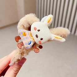 Бледно-Розовый Пластиковые и бархатные заколки-коготки, кролик, розовый жемчуг, 110x40 мм