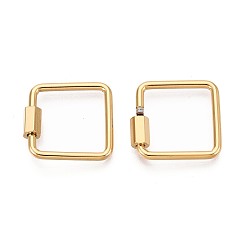 Настоящее золото 18K 304 карабин с замком из нержавеющей стали, квадратный, ионное покрытие (ip), реальный 18 k позолоченный, 20x20x2 mm.