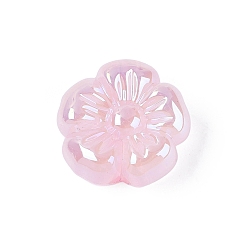 Rose Brumeux Placage uv perles acryliques opaques, fleur, iridescent, rose brumeuse, 19x19.5x9.5mm, Trou: 2.8mm