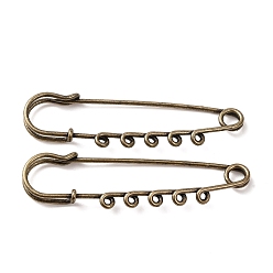 Bronze Antique 304 épingles à nourrice en acier inoxydable, épingles à kilt à cinq boucles, bronze antique, 69.5x20x5.5mm, Trou: 1.8mm