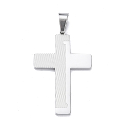 Нержавеющая Сталь Цвет 304 подвески из нержавеющей стали, крест с диагональным подвесным элементом, цвет нержавеющей стали, 42x27.5x2.5 мм, отверстие : 7x4 мм