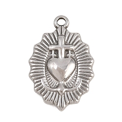 Нержавеющая Сталь Цвет 304 подвески из нержавеющей стали, очарование священного сердца, цвет нержавеющей стали, 21x14x3 мм, отверстие : 1.5 мм