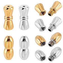 Золотой & Цвет Нержавеющей Стали 8комплекты 4стили 304 застежки-винты из нержавеющей стали, овал и столбец, золотые и нержавеющая сталь цвет, 11.5~12x5 мм, отверстие : 0.7~1 мм, 2 комплектов / стиль