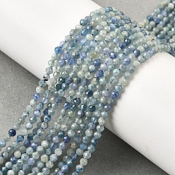 Кианит Натуральный кианит/цианит/дистеновые бусины, градиент цвета, граненые, класс АА, круглые, 2 мм, отверстие : 0.5 мм, около 181 шт / нитка, 15.43'' (39.2 см)