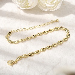 Настоящее золото 18K Браслеты из латунной цепочки для женщин, кофейный боб, долговечный, стойки покрытие, без кадмия и без свинца, реальный 18 k позолоченный, 7.24 дюйм (18.4 см)
