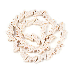 (404) Непрозрачное AB Кислое яблоко Окрашенные синтетические бирюзовые бусы нити, волк, цветочный белый, 16~17x7~10x5 мм, отверстие : 1.2 мм, около 30 шт / нитка, 14.76~14.96'' (37.5~38 см)