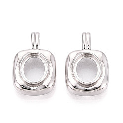 Платина 925 Прямоугольная заготовка из стерлингового серебра в оправе в форме чаши для подвески-кабошона, овальные подносы с открытой задней стенкой для кабошонов, платина, 23.5x15x5 мм, отверстие : 6x2.5 мм, Размер лотка: 9x11 мм