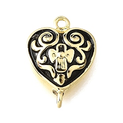Настоящее золото 18K Латунные подвески, с эмалью, сердце прелести, долговечный, без кадмия и без свинца, стойки покрытие, реальный 18 k позолоченный, 15.5x11x3.5 мм, отверстие : 1.2 мм