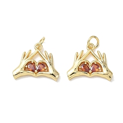 Tomate Colgantes de latón con microincrustaciones de circonitas cúbicas en forma de tomate., mano con dijes de corazón, real 18 k chapado en oro, tomate, 15x17x2.5 mm, agujero: 3.5 mm