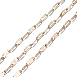 Real 18K Gold Plated Brass Dapped Chains, Cable Chains, with Spool, Soldered, Flat Oval, Real 18K Gold Plated, 4x2x0.5mm, about 32.8 Feet(10m)/roll