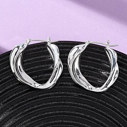 Серебро Латунные серьги-кольца, с 316 штифтов из нержавеющей стали, без никеля , серебряные, 28x28x10 мм