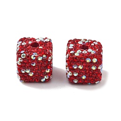 Светло-сиамский Бусины из полимерной глины в форме куба со стразами, для ювелирных изделий diy, украшения из ручек и телефонных цепочек, Light Siam, 14.5x14.5x14.5 мм, отверстие : 4 мм