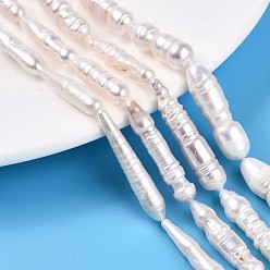 Кремово-белый Натуральный жемчуг в стиле барокко, культивированный пресноводный жемчуг, зубочистка, кремово-белые, 20~36.5x5~9.5x4~9 мм, отверстие : 0.6 мм, около 13~15 шт / нитка, 15.55~16.26'' (39.5~41.3 см)