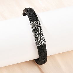 Черный Браслеты из микрофибры для мужчин и женщин, с 304 из нержавеющей стали магнитные застежки, чёрные, 9-1/2 дюйм (24.2 см)