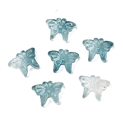 чирок Стеклянные бусины, бабочка, с золотой порошок, зелено-синие, 13x17.5x3 мм, отверстие : 1.4 мм, Около 1063 шт / 1000 г