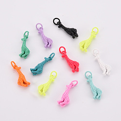 (52) Непрозрачная лаванда Подвески из латуни, окрашенные распылением, с целью перехода в кольце, без кадмия, без никеля и без свинца, жирафа, разноцветные, 17.5x11x4 мм, Перейти кольцо: 5x1 мм, 3 мм внутренним диаметром