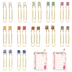 Смешанные камни 24 шт. 12 стили железные овальные скрепки для бумаг, с кубическим натуральным и синтетическим смешанным драгоценным камнем, 58 мм, 2 шт / стиль