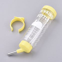 Yellow No Drip Small Animal Water Bottle, for Small Pet/Bunny/Ferret/Hamster/Guinea Pig/Rabbit, Yellow, 212x76x51.5mm, Hole: 3mm, Capacity: 250ml