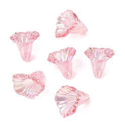 Pink Прозрачные колпачки акриловая бисера, AB цвет, цветок, розовые, 12x11x9 мм, отверстие : 1.2 мм
