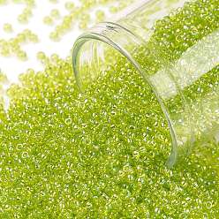 (164) Transparent AB Lime Green Круглые бусины toho, японский бисер, (164) прозрачный ab салатовый, 15/0, 1.5 мм, отверстие : 0.7 мм, Около 3000 шт / 10 г