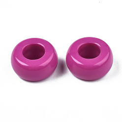 Камелия Непрозрачный акрил европейского бисера, большое отверстие, кольцо, камелия, 20x10 мм, отверстие : 9 мм