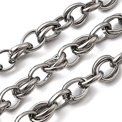 Нержавеющая Сталь Цвет 304 цепи овальные из нержавеющей стали, несварные, цвет нержавеющей стали, 10.5x8.5x2 мм