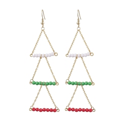 Золотой 304 нержавеющая сталь, акриловые серьги с подвесками, треугольные, золотые, 100x30 мм